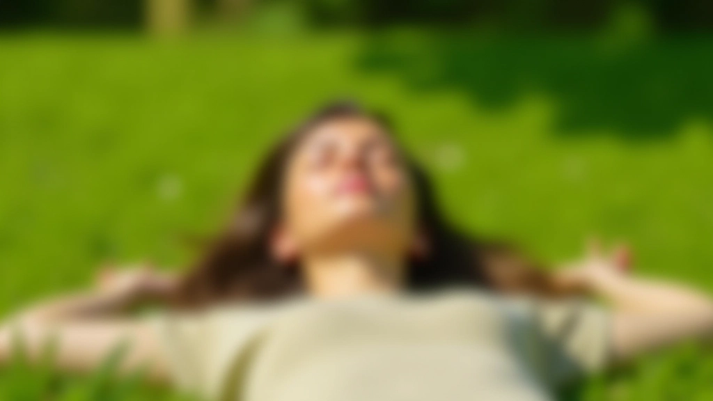 Persoon die body scan oefening doet in liggende positie op yoga mat in natuurlijke omgeving