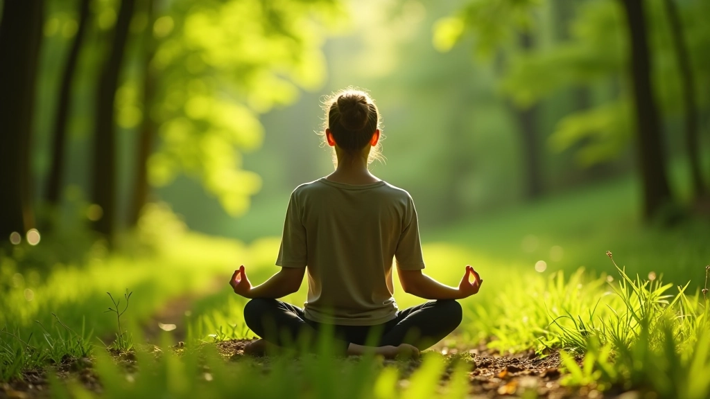 Persoon die mediteert in een natuurlijke omgeving in de Ardennen